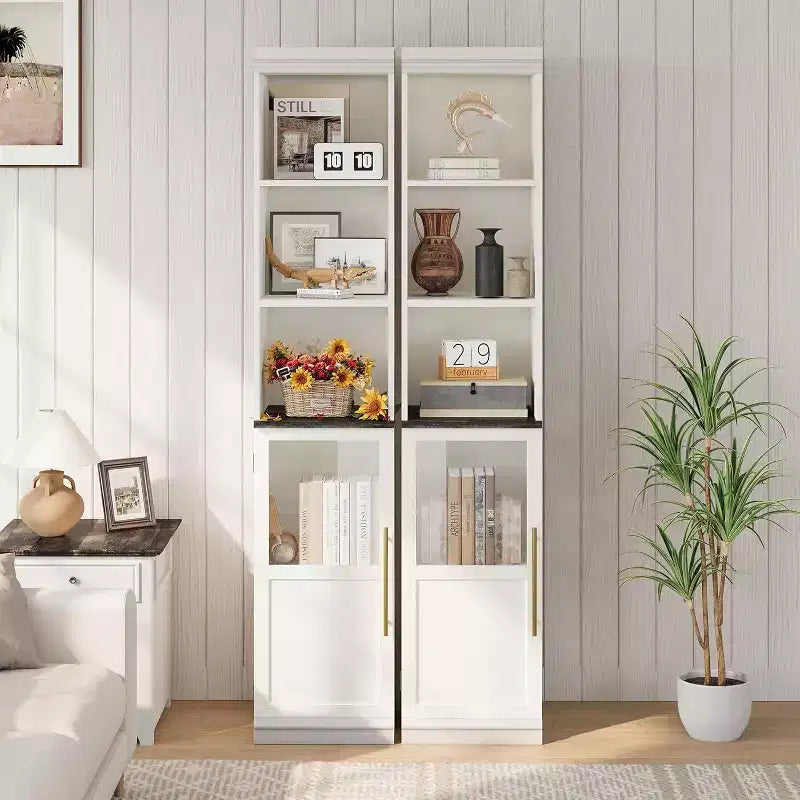 Armadietto contenitore alto e stretto da 70 cm con anta in vetro, ripiani aperti, mobiletto sottile da bagno autoportante per piccoli spazi, cucina, lavanderia, soggiorno