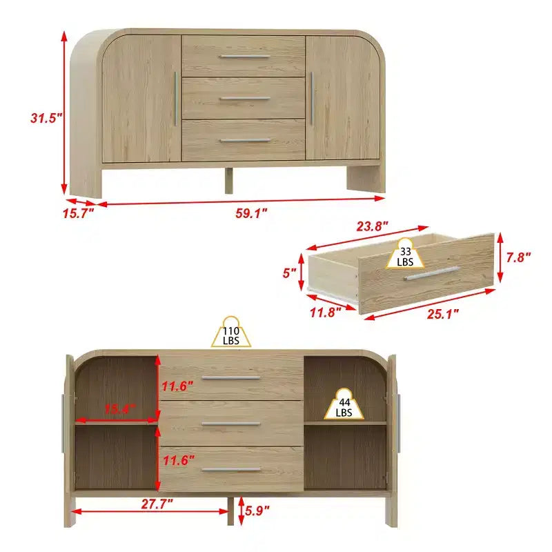 Famapy Madia/Cassettiera Buffet Moderna in Stile Scandinavo - Ideale per Soggiorno, Camera da Letto, Sala da Pranzo e Ingresso