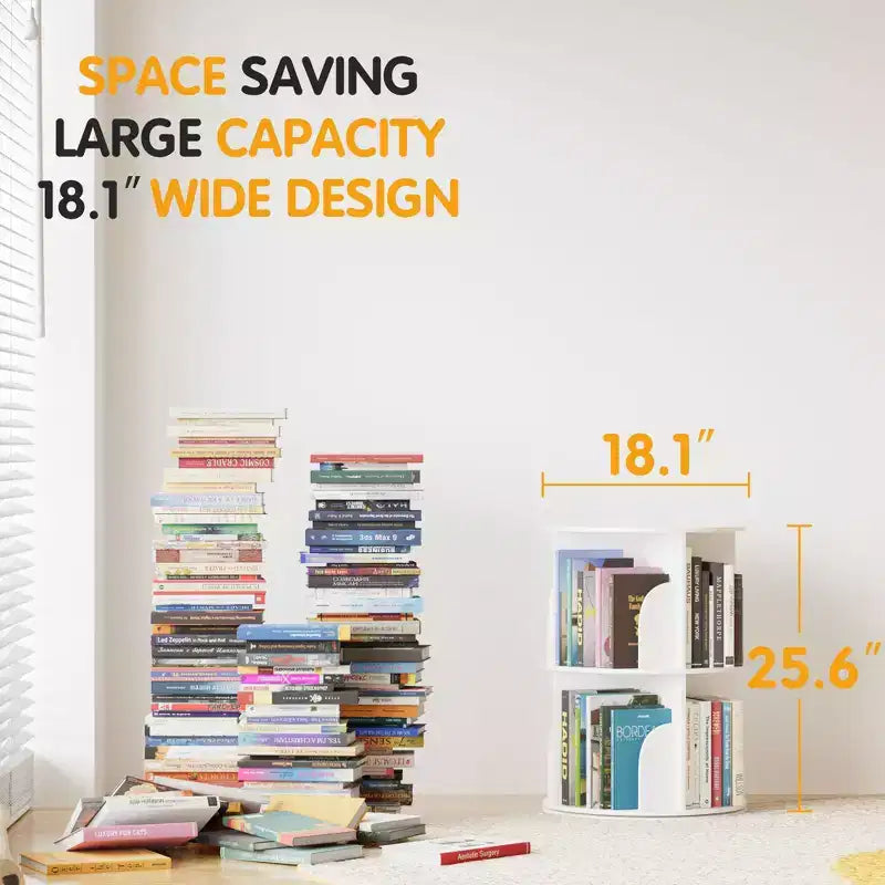 Libreria Girevole, Organizer Verticale Girevole a 360°, Torre Salvaspazio Rotonda, Bianco-SpaceAid