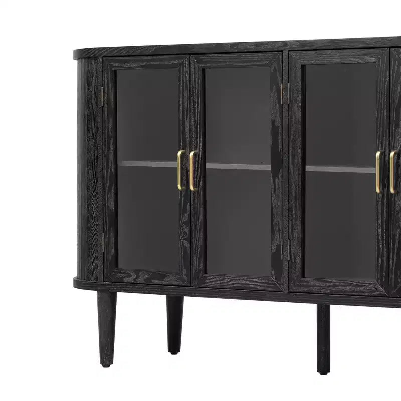 Mobile credenza da fattoria con contenitore, mobile buffet in legno con ante in vetro e ripiani regolabili