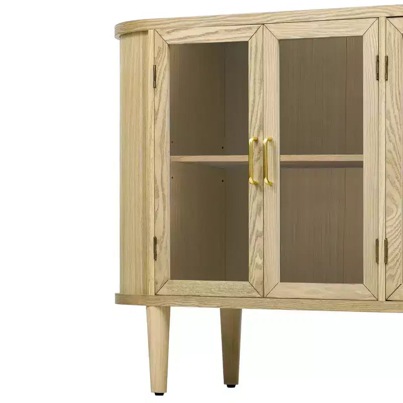 Mobile credenza da fattoria con contenitore, mobile buffet in legno con ante in vetro e ripiani regolabili