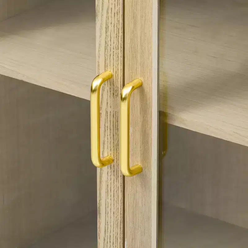 Mobile credenza da fattoria con contenitore, mobile buffet in legno con ante in vetro e ripiani regolabili