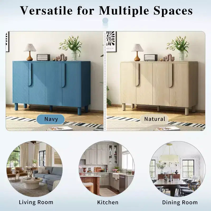Mobile credenza a 4 ante con spazio contenitivo, credenza in legno con maniglie e ripiani regolabili