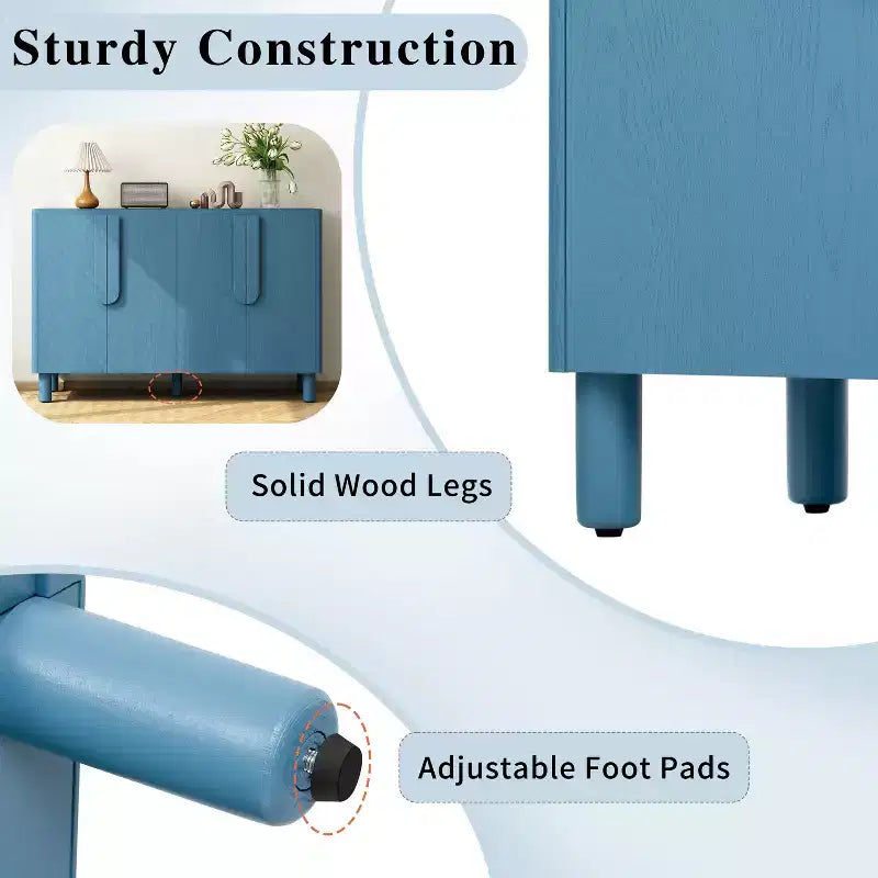 Mobile credenza a 4 ante con spazio contenitivo, credenza in legno con maniglie e ripiani regolabili