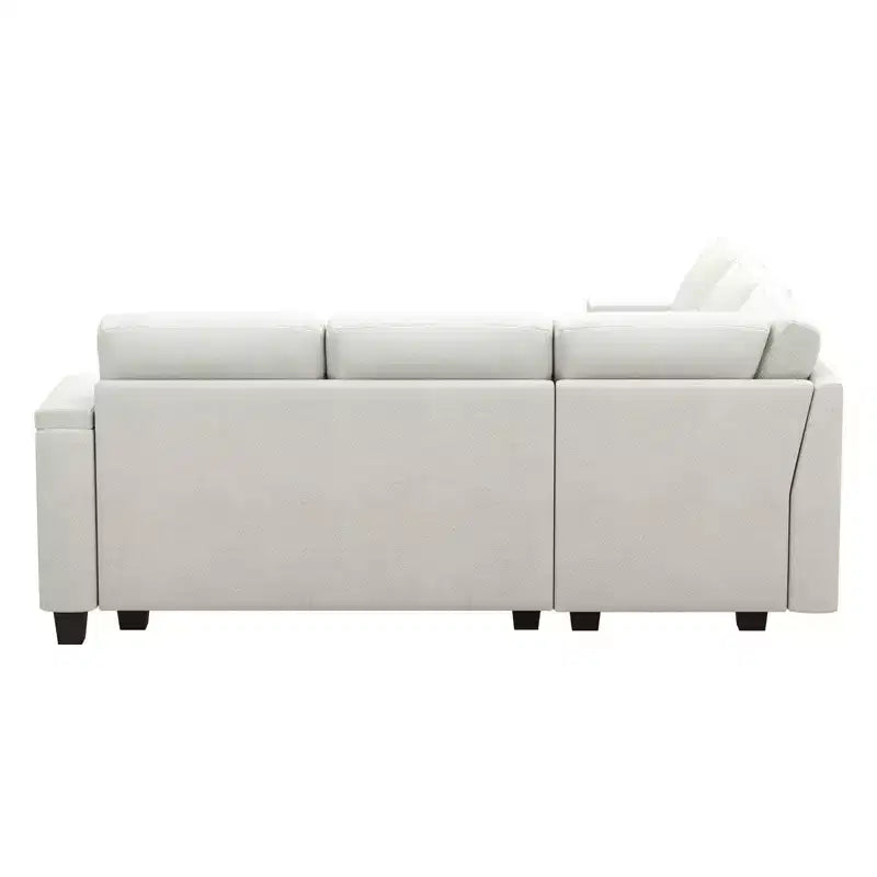 Divano componibile a L in tessuto Belffin - Design modulare con contenitore nascosto e portabicchieri rimovibile