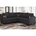 Belffin L-Shaped Fabric Sectional Couch - Modular Design with Hidden Storage & Removable Cup Holder