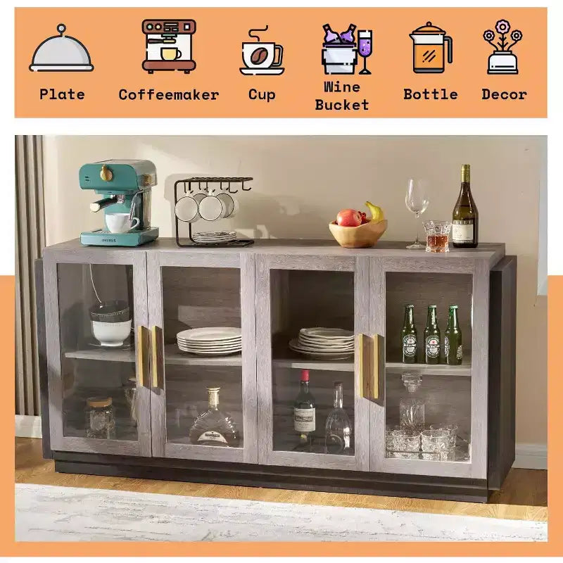 AMERLIFE Credenza da Soggiorno, Mobile Dispensa di Colore Misto