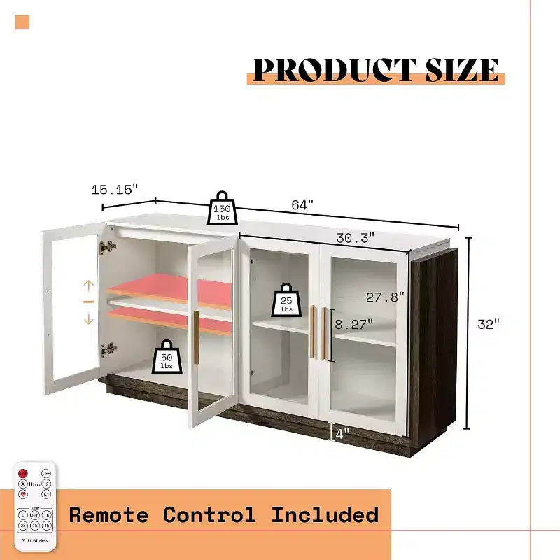 AMERLIFE Credenza da Soggiorno, Mobile Dispensa di Colore Misto