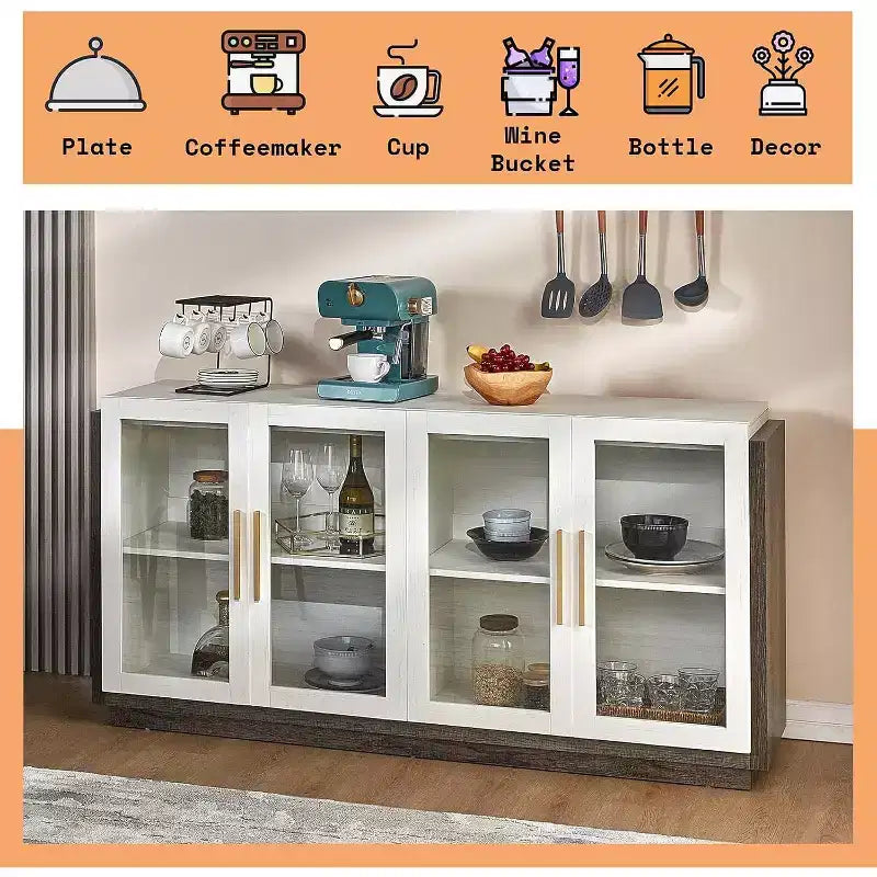 AMERLIFE Credenza da Soggiorno, Mobile Dispensa di Colore Misto