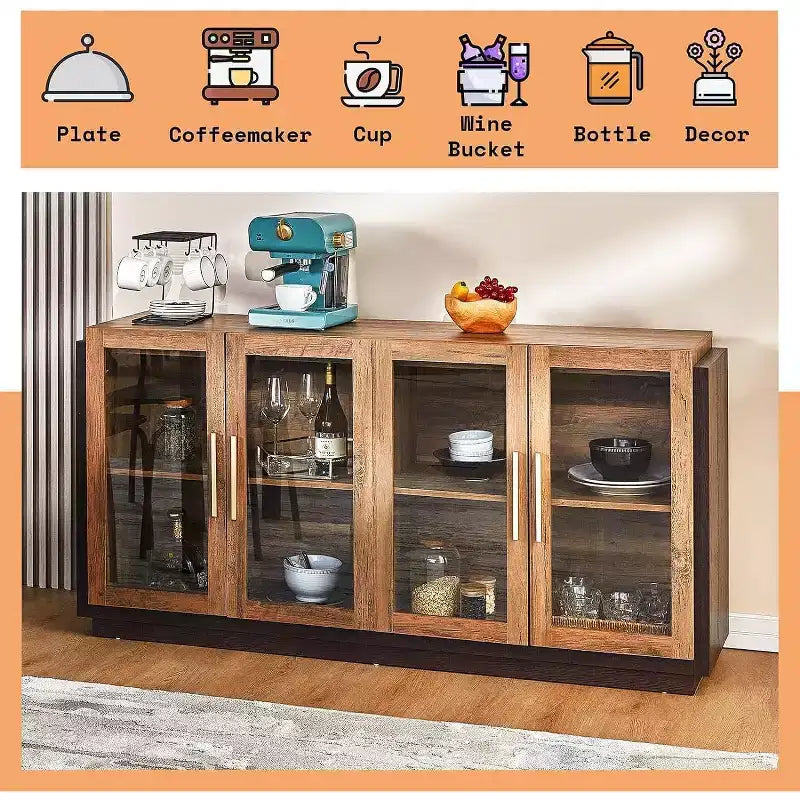 AMERLIFE Credenza da Soggiorno, Mobile Dispensa di Colore Misto