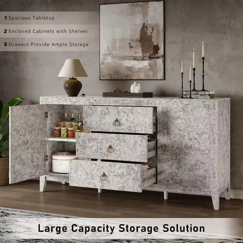 AMERLIFE Credenza a Buffet Lucida in Radica