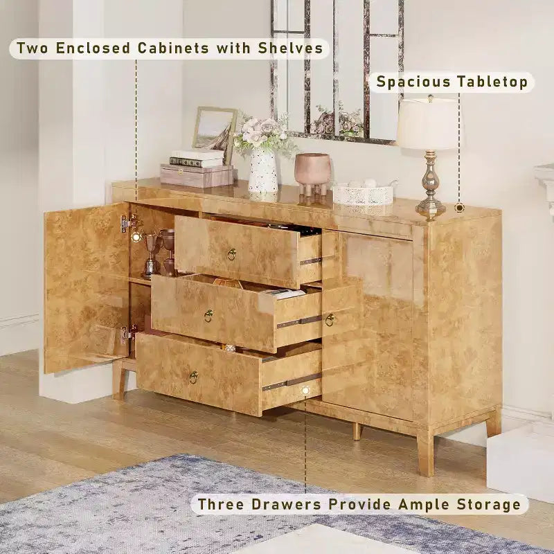 AMERLIFE Credenza a Buffet Lucida in Radica