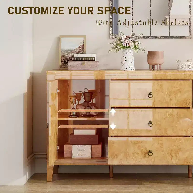 AMERLIFE Credenza a Buffet Lucida in Radica
