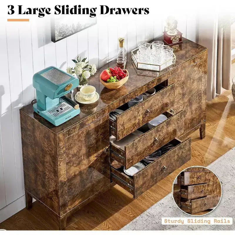 AMERLIFE Credenza a Buffet Lucida in Radica