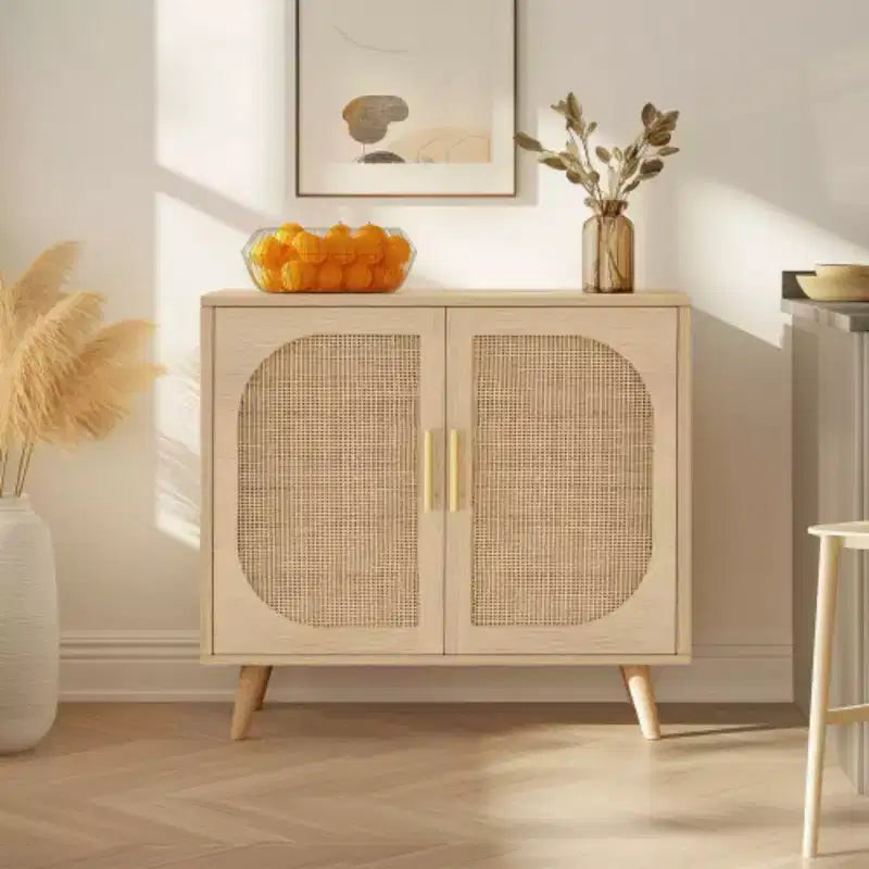 Credenza Buffet con Ripostiglio, Armadietto Bagno a Terra, con Due Ante e 4 Scomparti per Riporre
