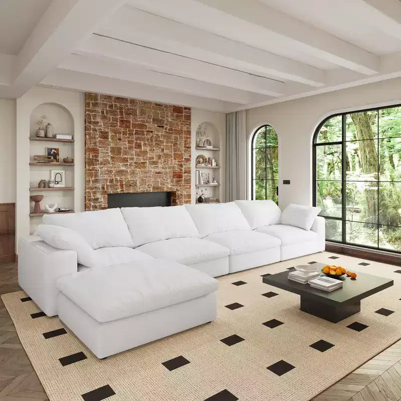 Divano componibile Cloud, 160 cm, imbottito in piuma, a L, 4 posti con 1 pouf