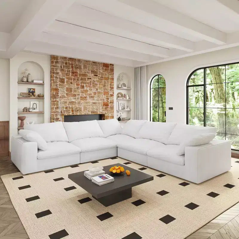 Cloud Sectional Sofa 160, Down Filled Comfortable V Shape Sofa for Living Room5 Seaters 