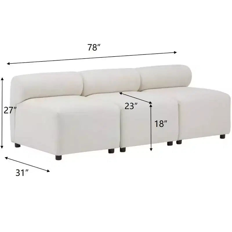 Christopher Knight Home Fermin 78 Divano componibile moderno a 3 posti con schienale arrotondato