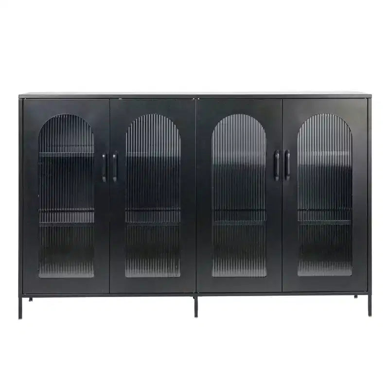 Credenza Storied Home Solstice con Ante e Ripiani, Nera