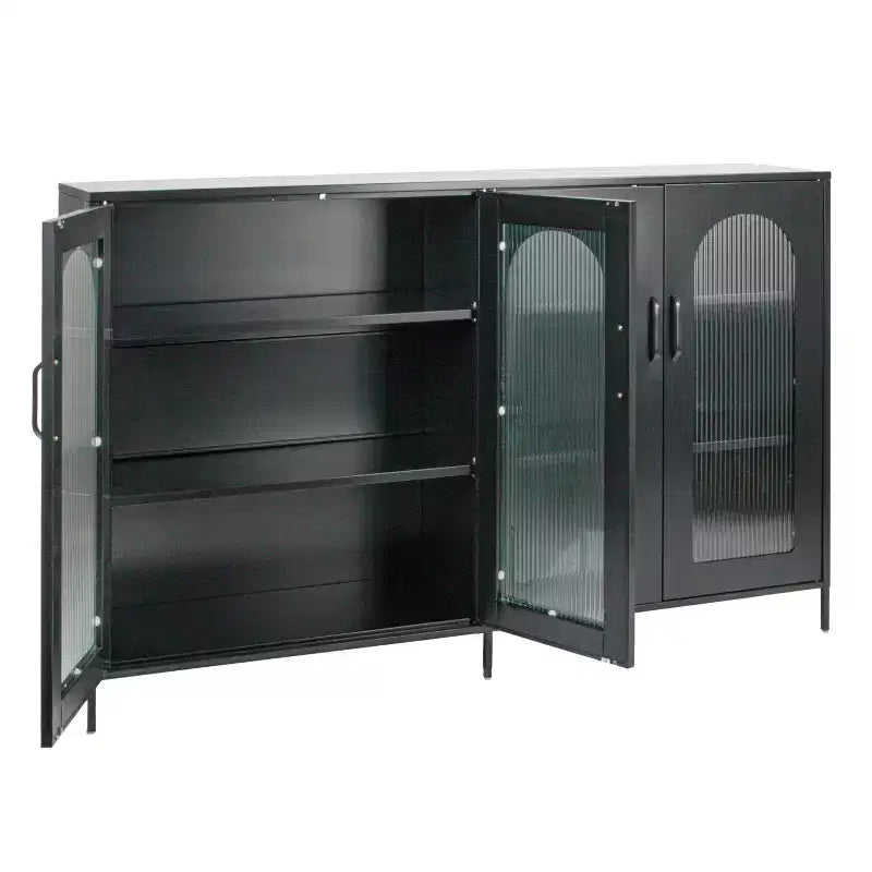 Credenza Storied Home Solstice con Ante e Ripiani, Nera