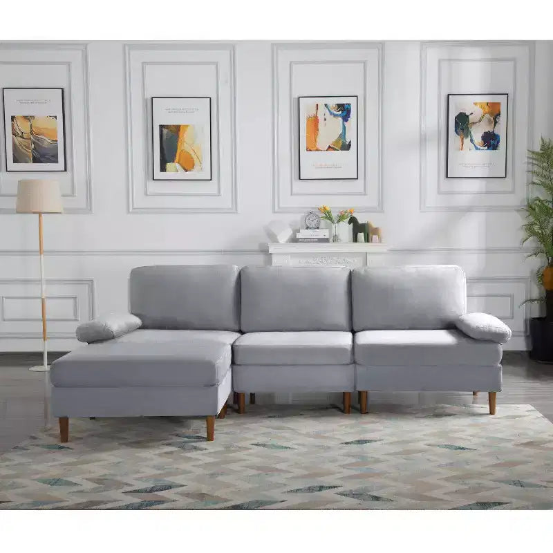 Divano Sezionale Convertibile MAYEERTY 102, Struttura in Legno Massello e Ferro, Rivestimenti Sfoderabili Lavabili, Piedini Antiscivolo, 3 Colori