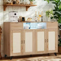 Acekool Credenza a buffet con stazione di ricarica e luci a LED, contenitore regolabile per cucina, sala da pranzo e soggiorno (nero)
