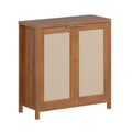 Freestanding Rattan Storage Cabinet with Doors & Adjustable Shelves, Modern Sideboard Buffet Cabinet for Living Room, Dining Room, Kitchen