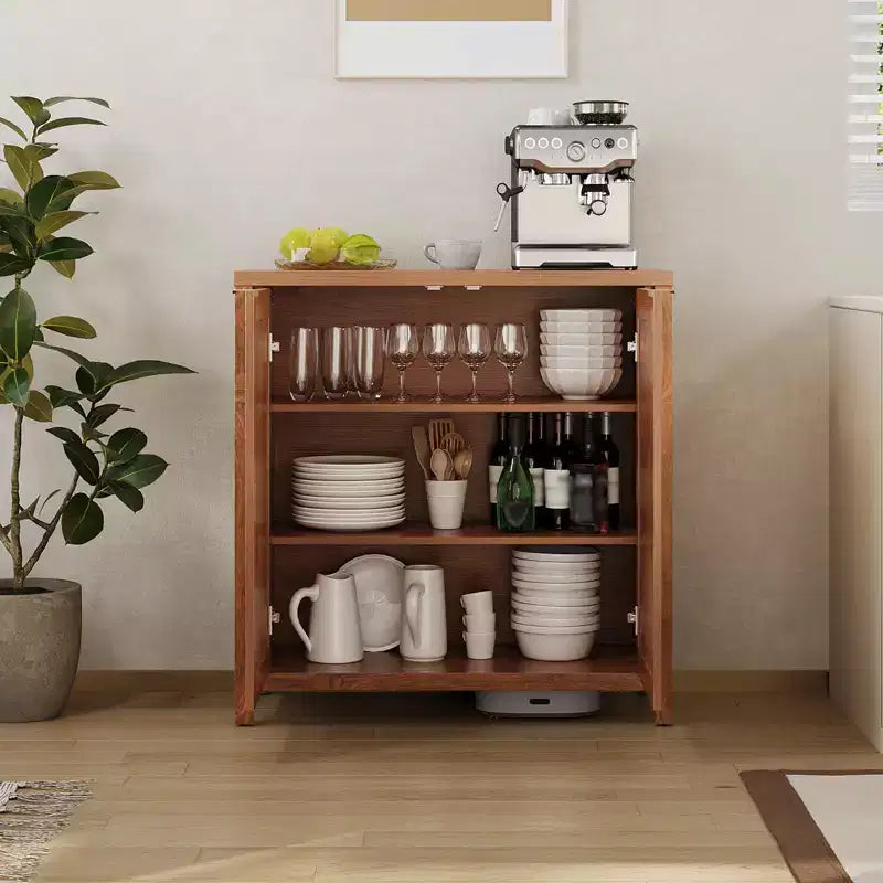 Mobiletto portaoggetti in rattan autoportante con ante e ripiani regolabili, Credenza moderna per soggiorno, sala da pranzo, cucina