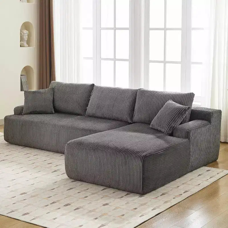 Canapé nuage avec canapé sectionnel en forme de L, en velours côtelé, canapé modulaire sans accoudoirs, moderne, aucun assemblage requis pour salon, appartement et petit espace