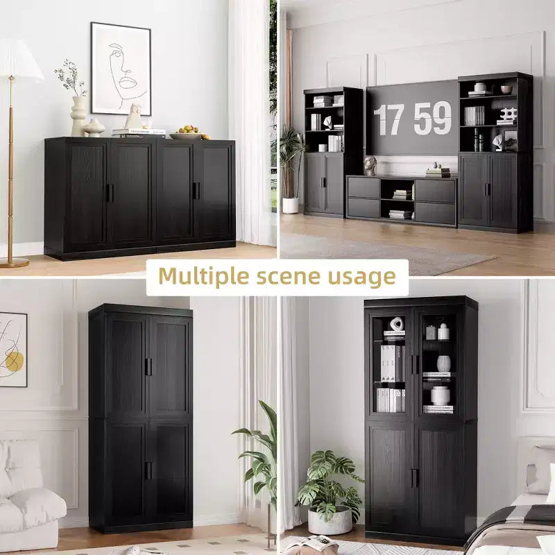 Mobile e credenza impilabili in legno massello con ripiani regolabili