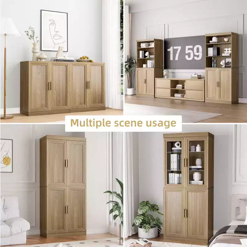 Mobile e credenza impilabili in legno massello con ripiani regolabili
