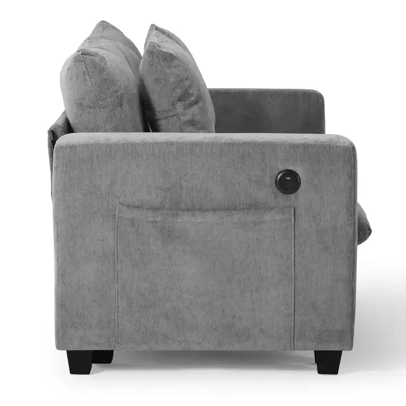 WestinTrends Augusta Divano Sezionale Modulare a U Chenille 128 con Chaise Longue, Porte USB/Type-C e Tasche Laterali