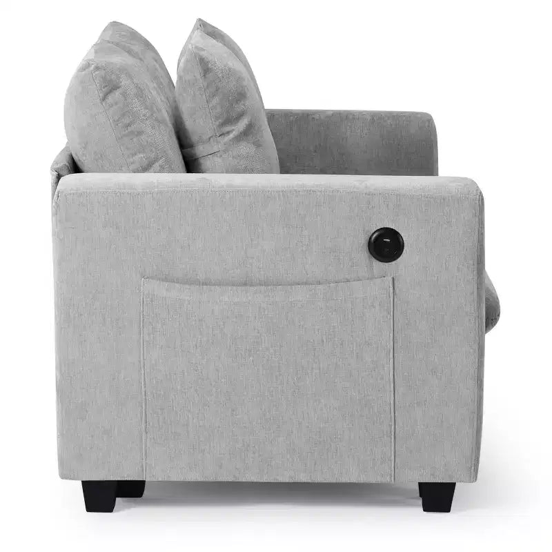 WestinTrends Augusta Divano Sezionale Modulare a U Chenille 128 con Chaise Longue, Porte USB/Type-C e Tasche Laterali