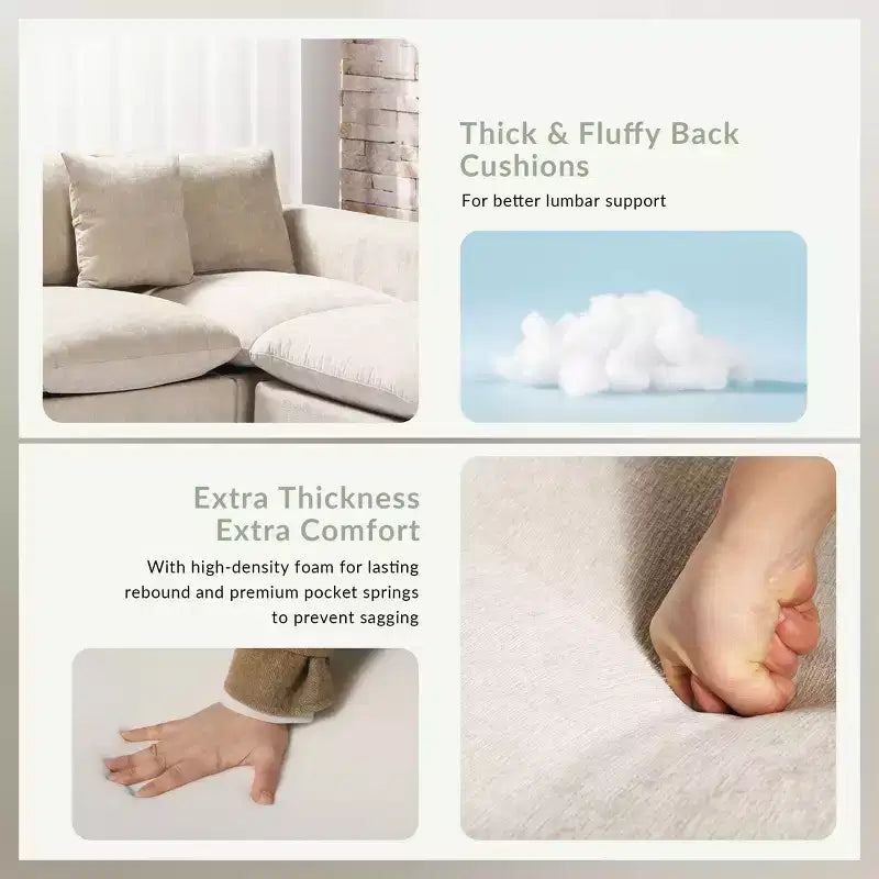 WestinTrends Augusta Divano Sezionale Modulare a U Chenille 128 con Chaise Longue, Porte USB/Type-C e Tasche Laterali