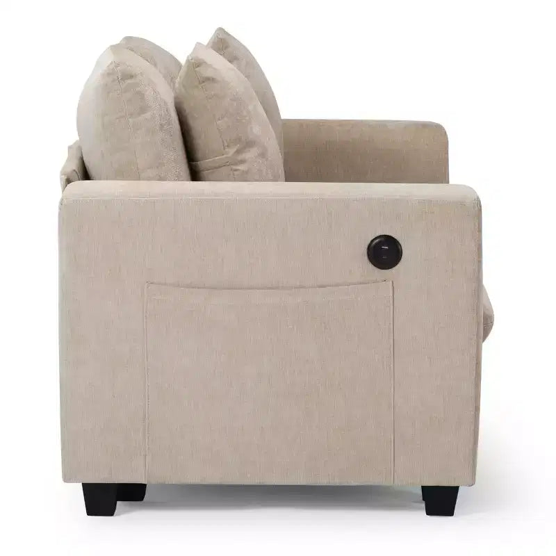 WestinTrends Augusta Divano Sezionale Modulare a U Chenille 128 con Chaise Longue, Porte USB/Type-C e Tasche Laterali