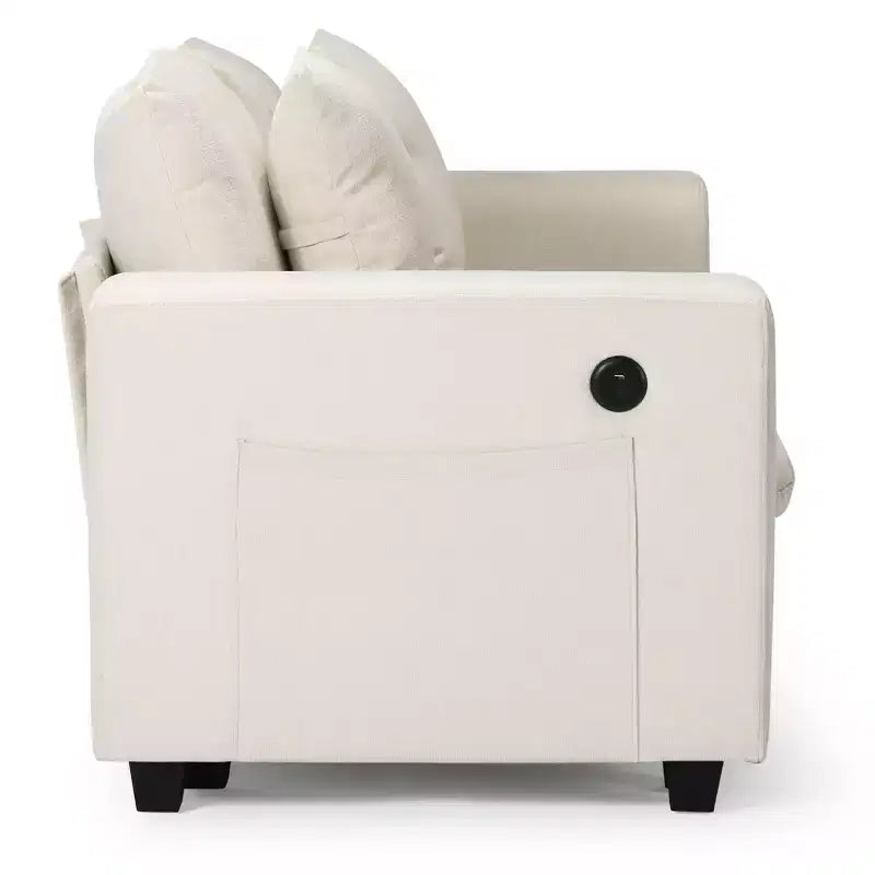 WestinTrends Augusta Divano Sezionale Modulare a U Chenille 128 con Chaise Longue, Porte USB/Type-C e Tasche Laterali
