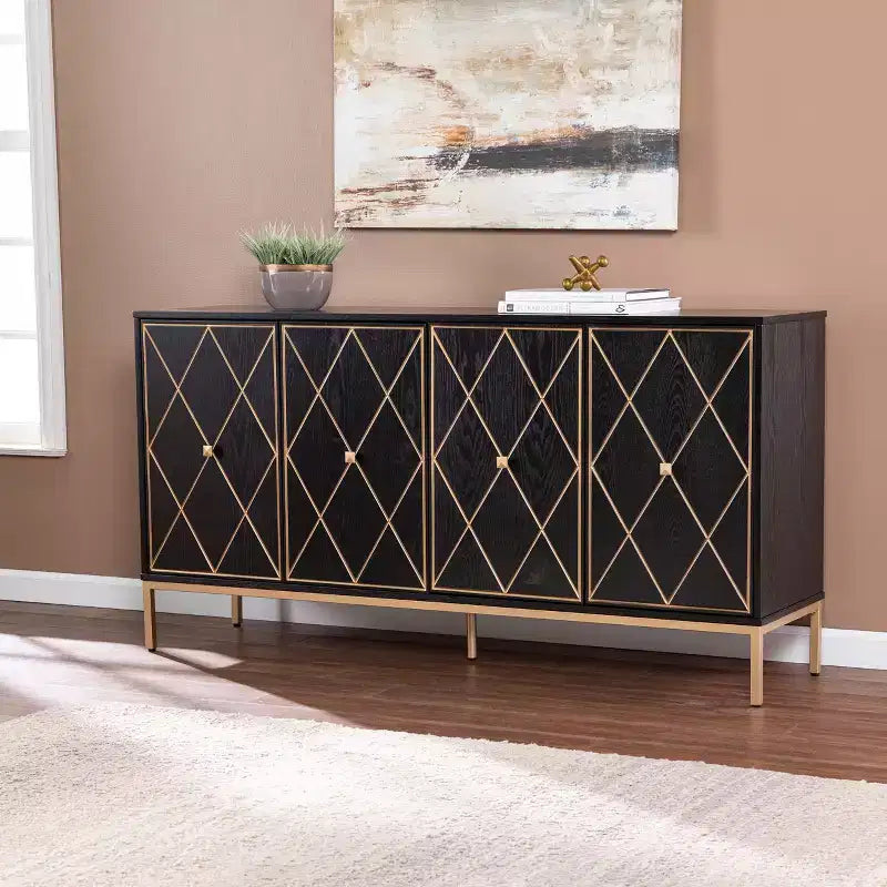 Credenza Madia Marradi con Contenitore - Nera - SEI