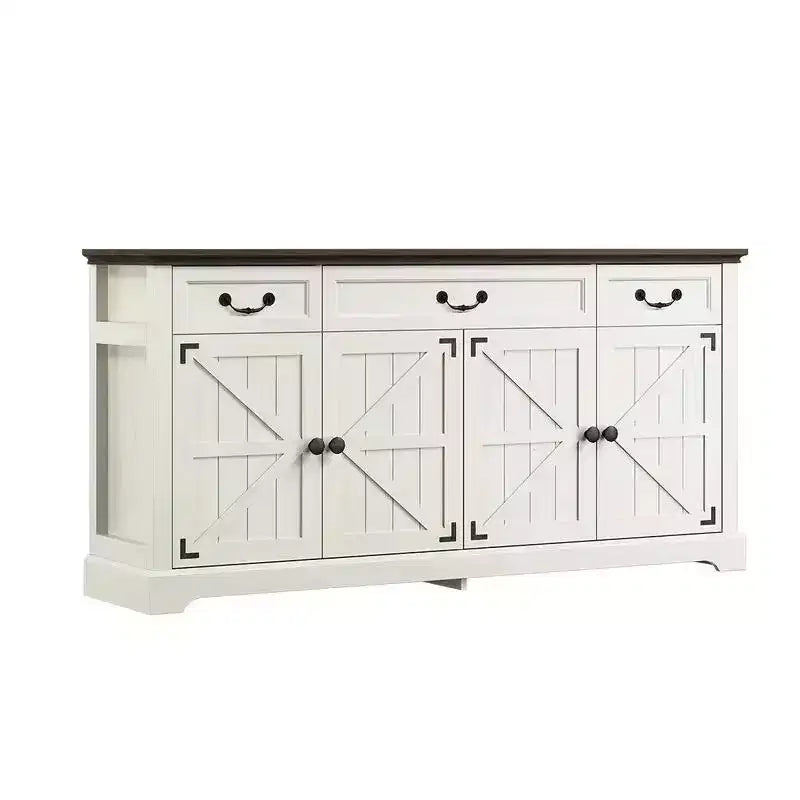 Dyonery Madia Grande da 165 cm con 3 Cassetti e 4 Ante Mobile Bar, Bianco/Grigio.