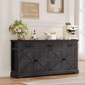 Dyonery 65 Inch Large Buffet Storage Cabinet with 3 Drawers and 4 Doors Coffee Bar Bar Cabinet, White/Gray.
