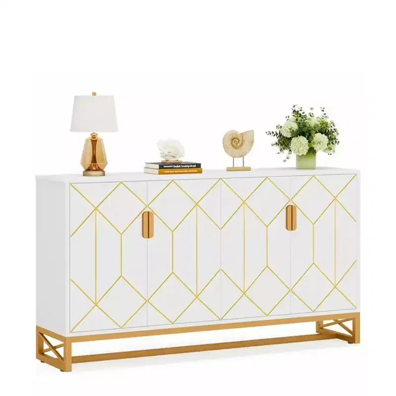 MAYEERTY Credenza di Lusso Bianca e Oro Design Moderno Contemporaneo Elegante