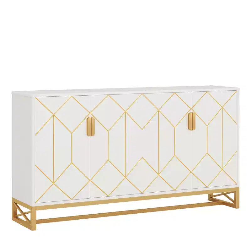 MAYEERTY Credenza di Lusso Bianca e Oro Design Moderno Contemporaneo Elegante