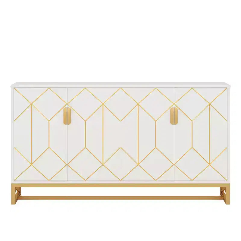 MAYEERTY Credenza di Lusso Bianca e Oro Design Moderno Contemporaneo Elegante