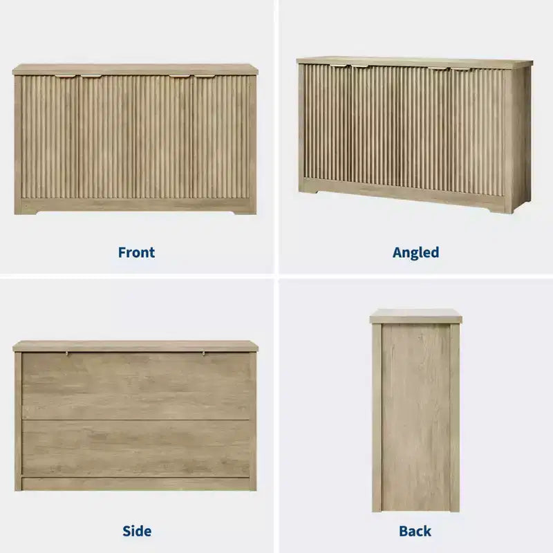 Mobile credenza a 4 ante con buffet, credenza moderna scanalata con ante e ripiani, console portaoggetti in legno, per soggiorno, ingresso, corridoio