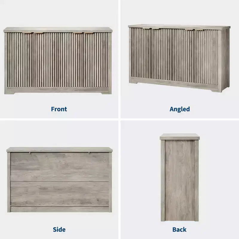 Mobile credenza a 4 ante con buffet, credenza moderna scanalata con ante e ripiani, console portaoggetti in legno, per soggiorno, ingresso, corridoio