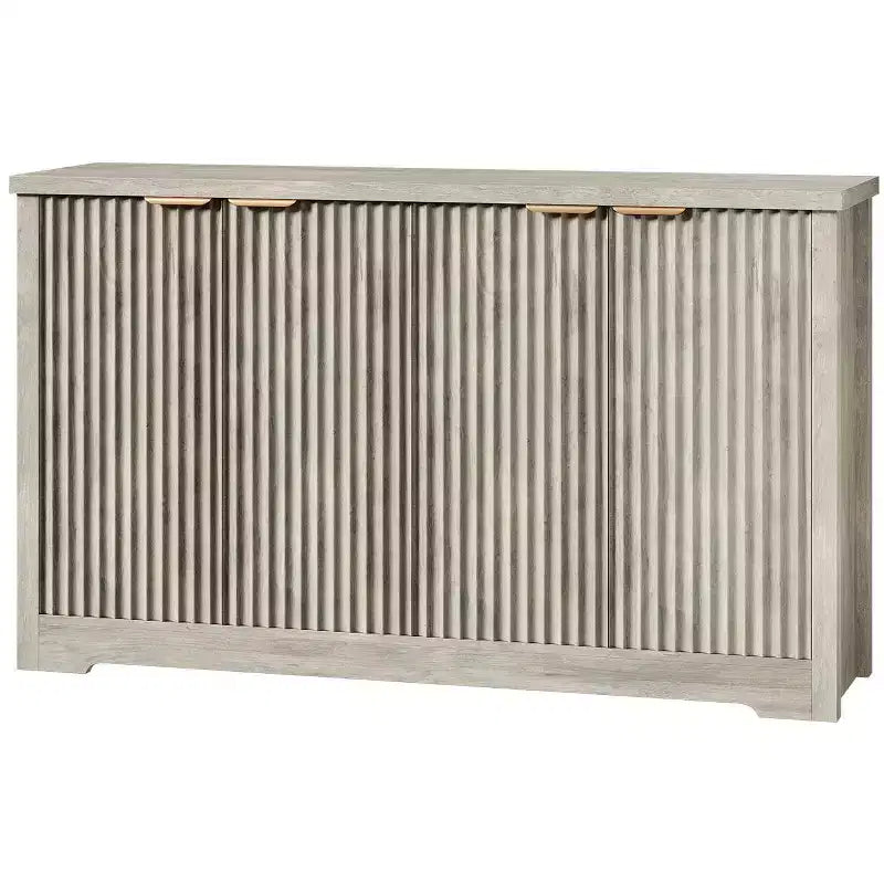 Mobile credenza a 4 ante con buffet, credenza moderna scanalata con ante e ripiani, console portaoggetti in legno, per soggiorno, ingresso, corridoio