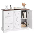 42 Farmhouse Buffet Cabinet with Storage, Coffee Bar Cabinet with 3 Drawers, Sideboard for Kitchen Dining Living Room, White
