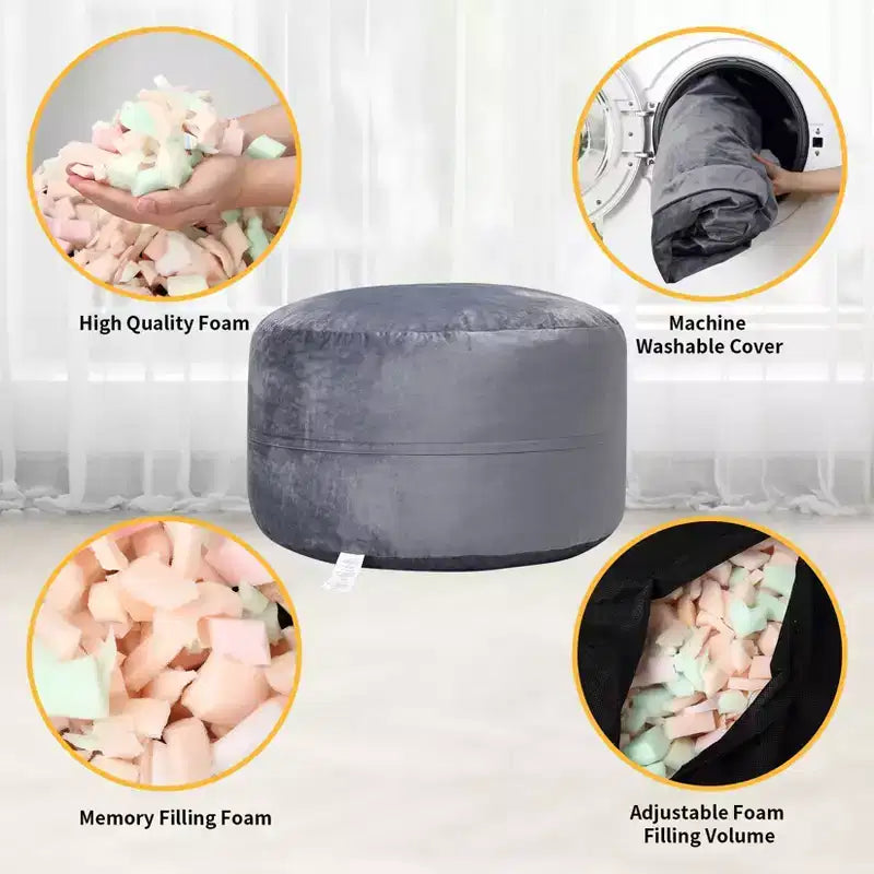 Poltrona Sacco 4 Piedi, Pouf Grande in Memory Foam per Adulti, Grande Divano con Morbido Rivestimento Rimovibile in Microfibra 4'