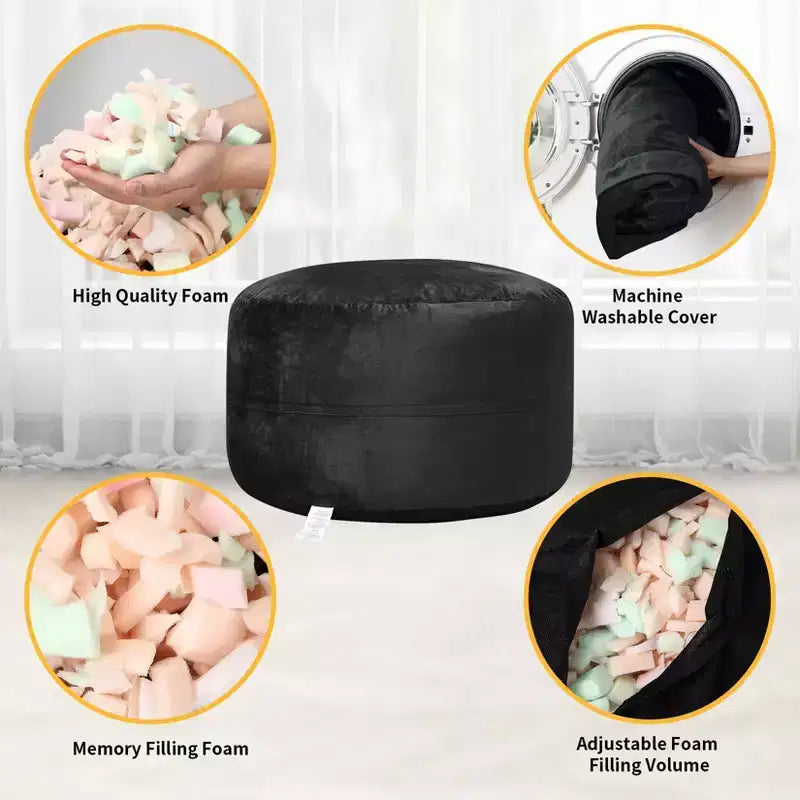 Poltrona Sacco 4 Piedi, Pouf Grande in Memory Foam per Adulti, Grande Divano con Morbido Rivestimento Rimovibile in Microfibra 4'