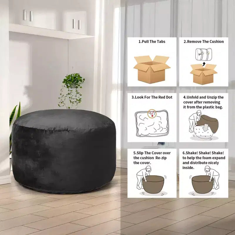 Poltrona Sacco 4 Piedi, Pouf Grande in Memory Foam per Adulti, Grande Divano con Morbido Rivestimento Rimovibile in Microfibra 4'