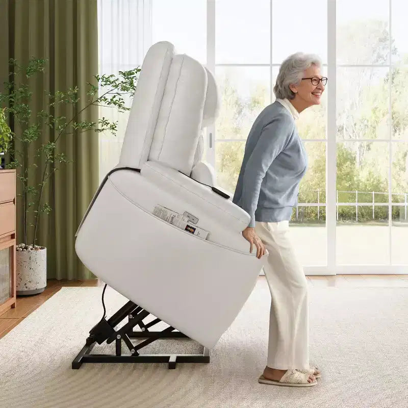 Fauteuil inclinable releveur, canapé, en cuir PU, 3 positions réglables, poches de rangement latérales et porte-gobelets, fauteuil releveur électrique, pour salon